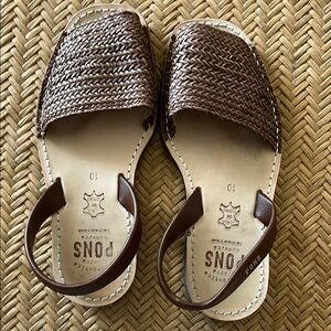 Woven Pons Brown Leather Sandals